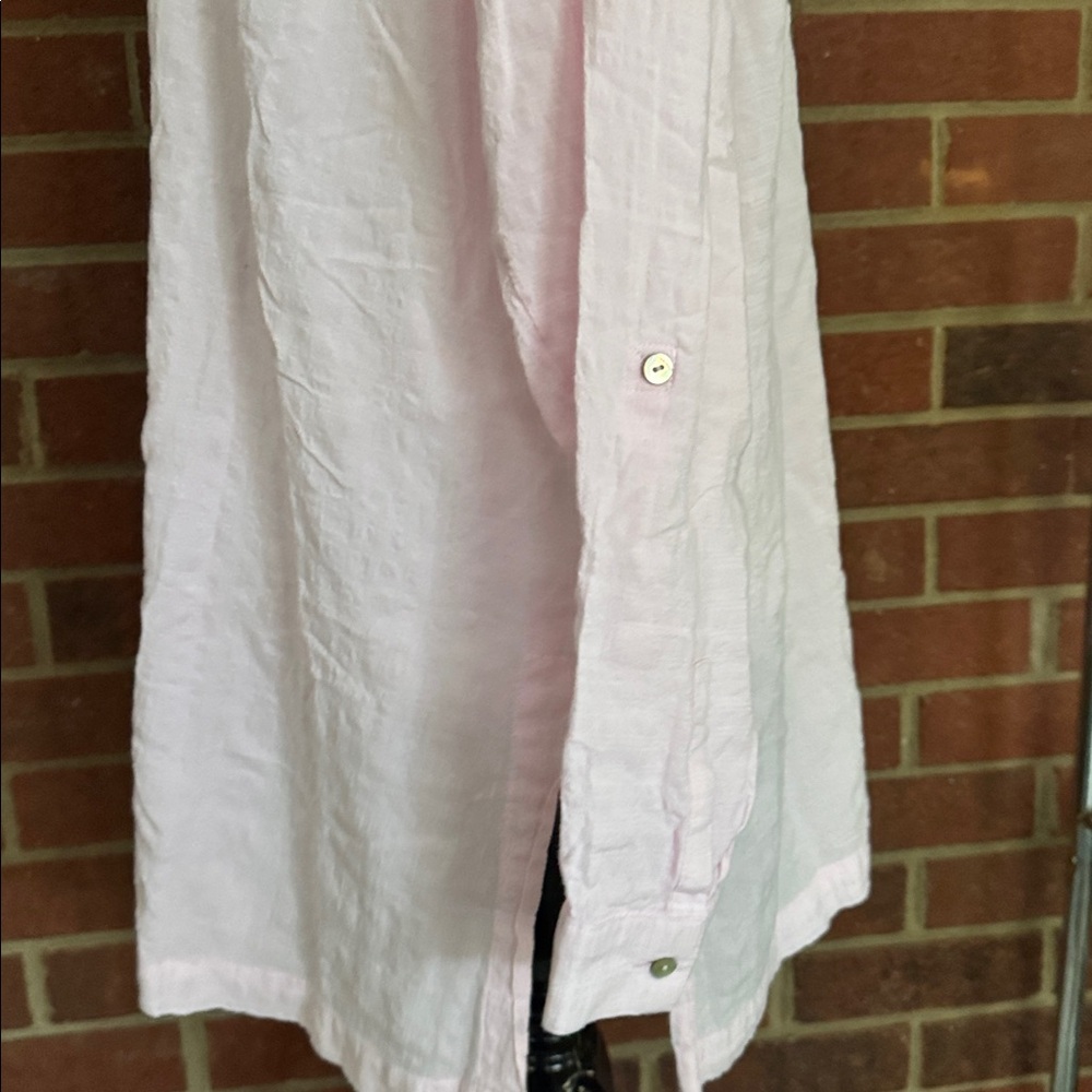 J. Jill Pale Pink Tab Long Sleeve Lightweight Cotton Blend Tunic - Picture 6 of 11